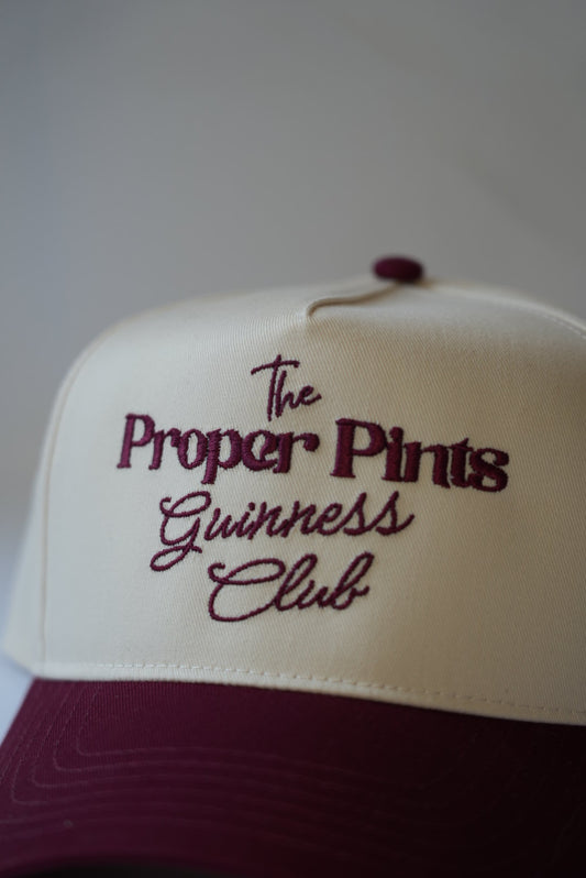 Guinness Club Proper Pints Snapback Hat (Burgundy/Tan)
