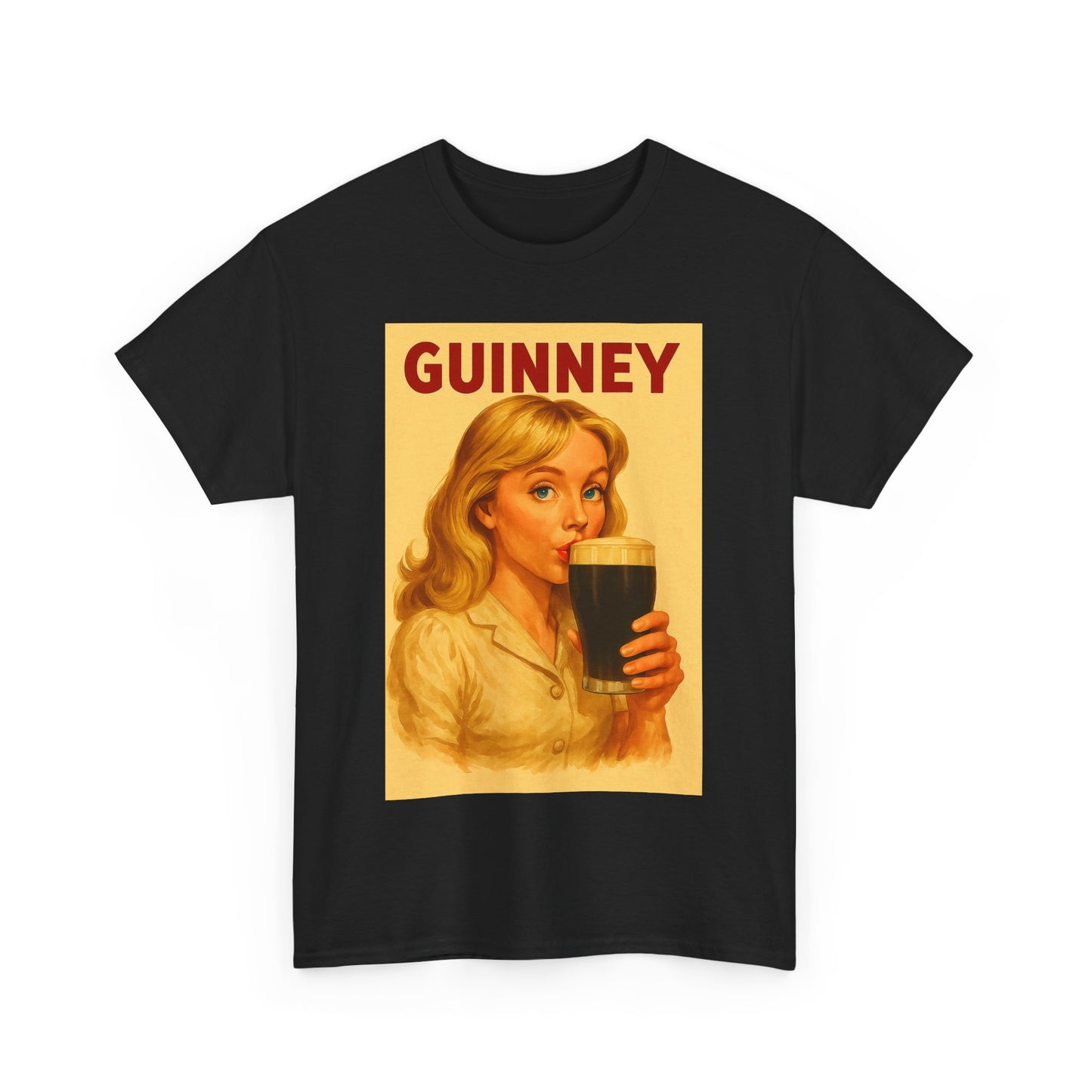 Girl Drinking Guinness Vintage Ad Inspired T Shirt