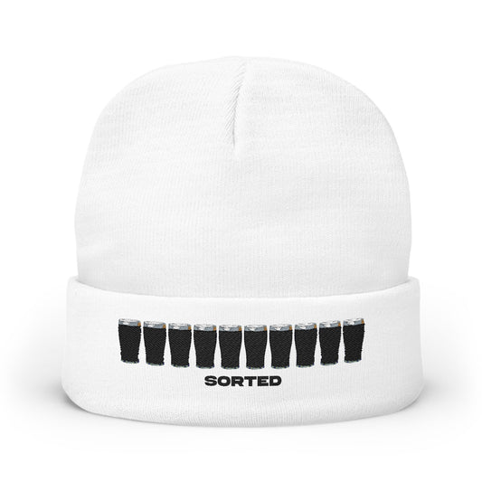 Knit Beanie with Guinness Pints Embroidery