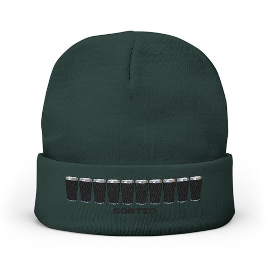 Knit Beanie with Guinness Pints Embroidery