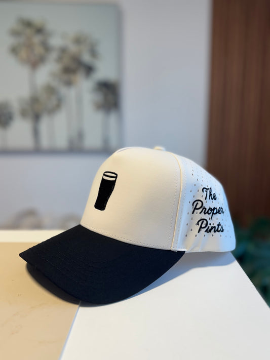 The Proper Pints Signature Golf Hat - (Black/White)